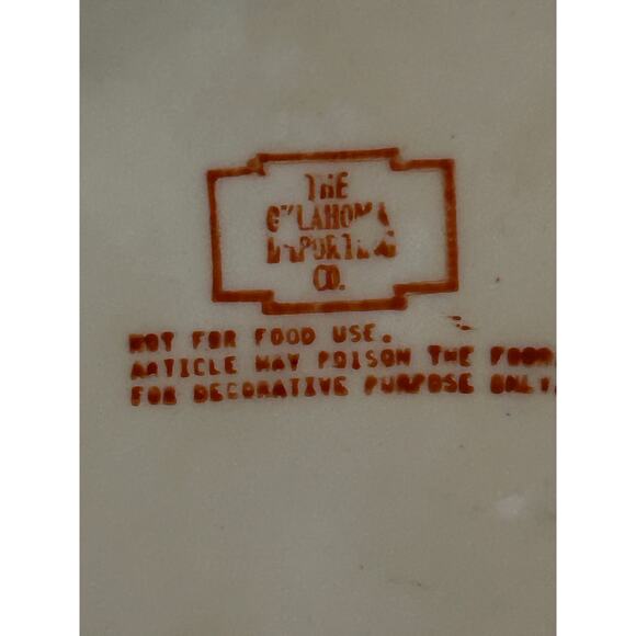 Vtg Oklahoma Import Blue Chinoiserie Asian hand painted decorative plate dish - Picture 7 of 10